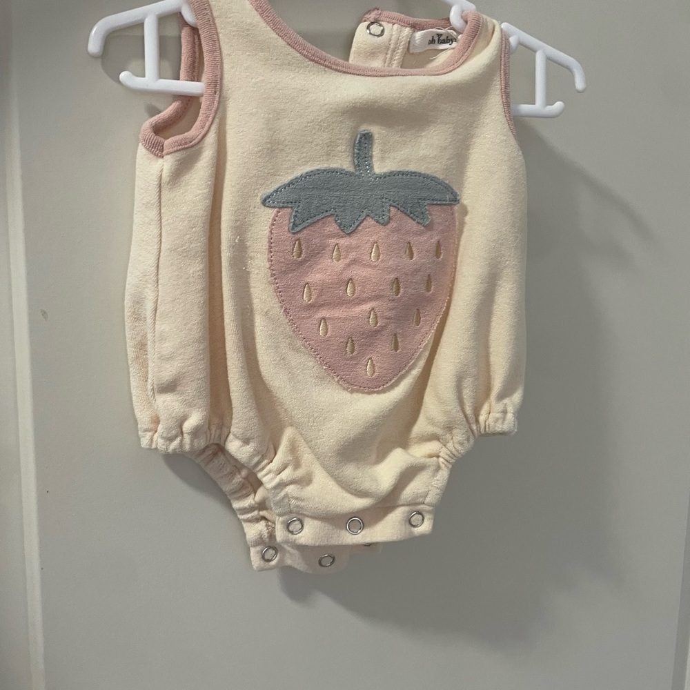 Charming Cream and Pink Strawberry Bodysuit
